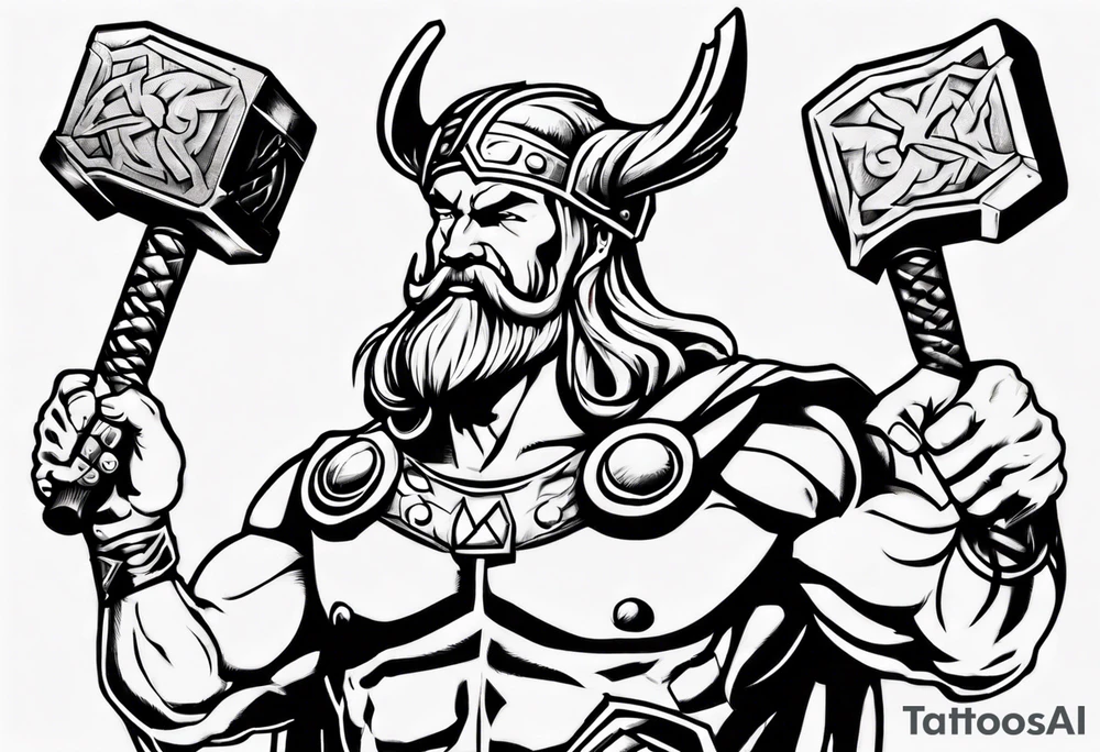 God Thor with a hammer tattoo idea