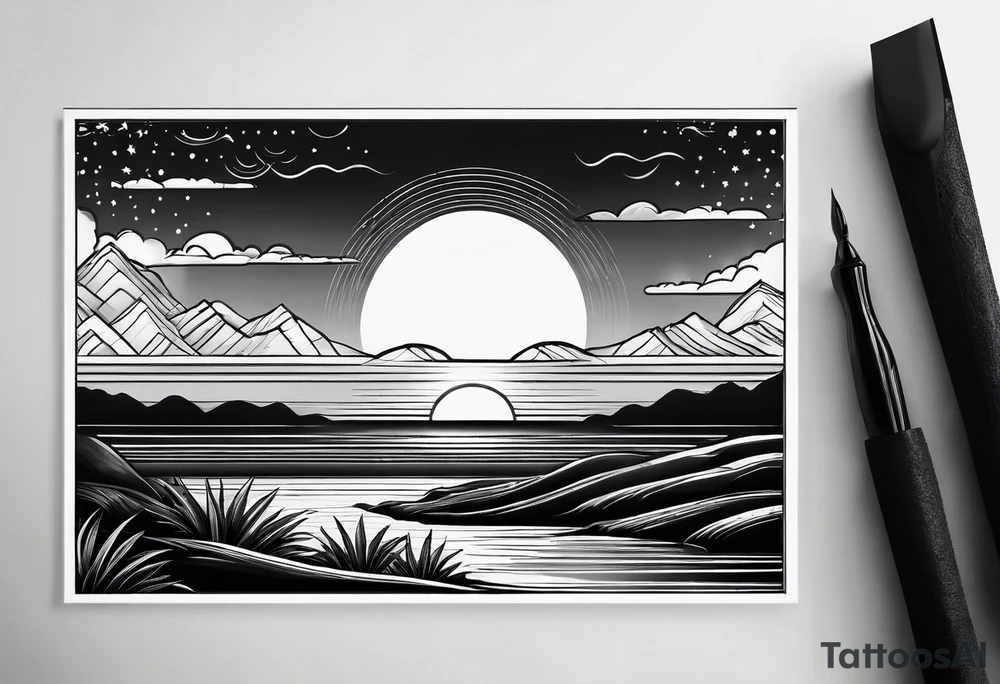 Sunset in the horizon tattoo idea