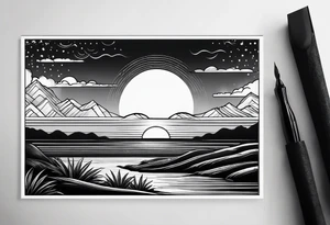 Sunset in the horizon tattoo idea