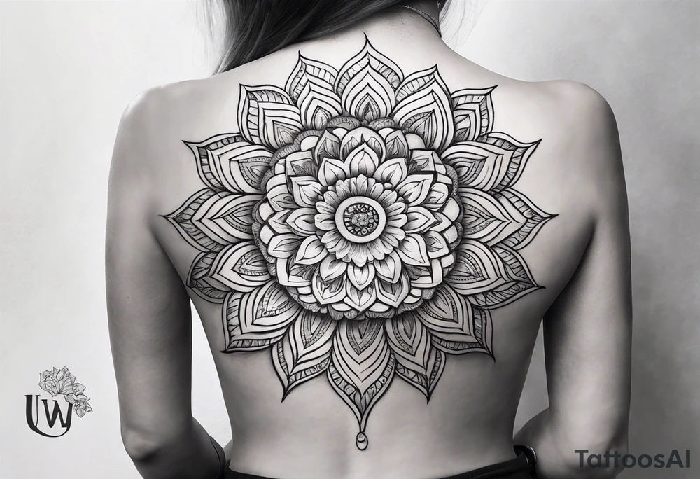 Mandala flower full back tattoo tattoo idea