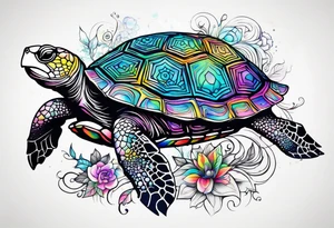 psychedelic turtle, from the top, cute tattoo idea