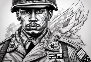 Ripped skin with a U.S. Army uniform under it on the chest tattoo idea