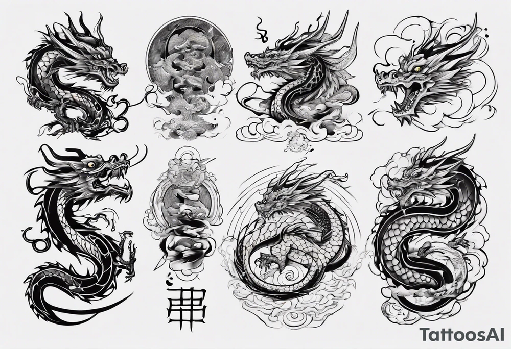 Dragón lineal tattoo idea