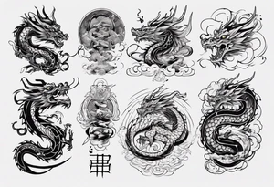 Dragón lineal tattoo idea