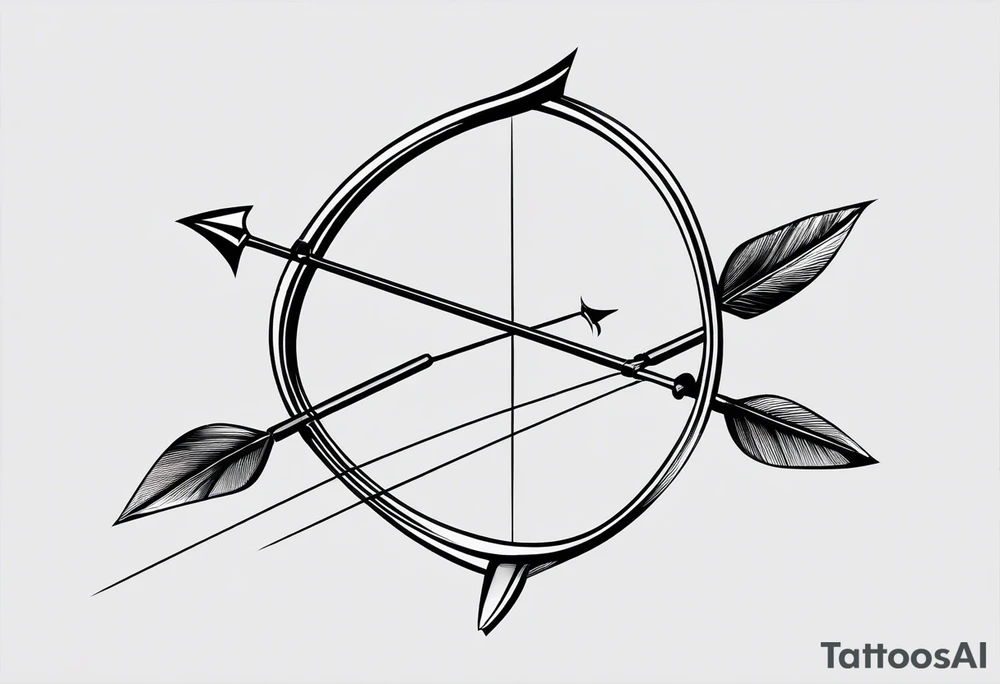 A loaded bow with 2 arrows. simplistic, minimalist and clean, even abstract. no people. very few lines. keep it simple tattoo idea