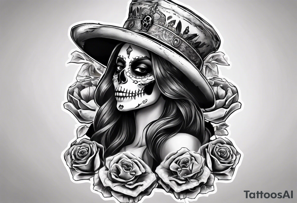 santa la muerta with money and crown
on the card tattoo idea