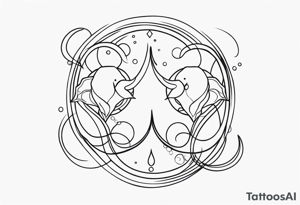 Aquarius and cancer merging together as one tattoo idea