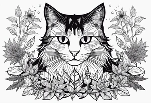 Cats and weed but in fine line and very detailed work tattoo idea