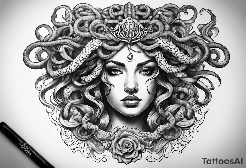 Medusa in her hand the head of Perseo tattoo idea