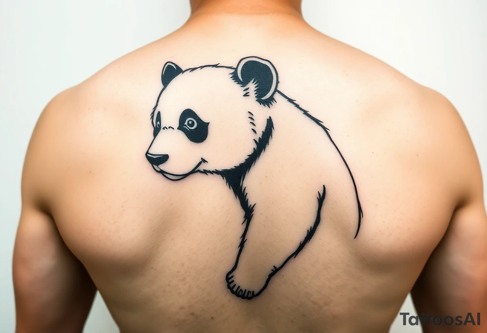 realistic panda back tattoo tattoo idea