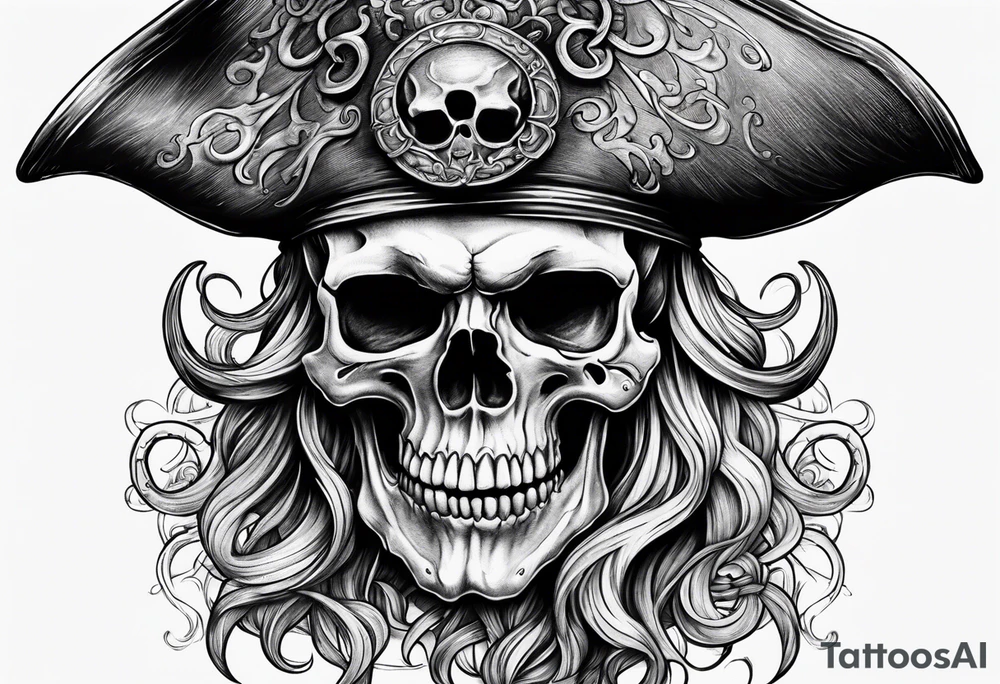 Pirate skull with tentacles tattoo idea