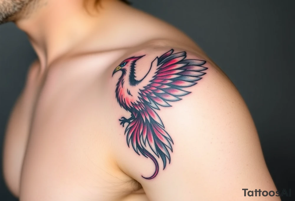 A phoenix with blue Eyes(only red , blue and black are possible colors) tattoo idea