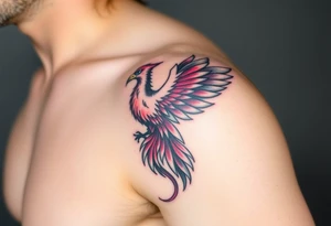 A phoenix with blue Eyes(only red , blue and black are possible colors) tattoo idea