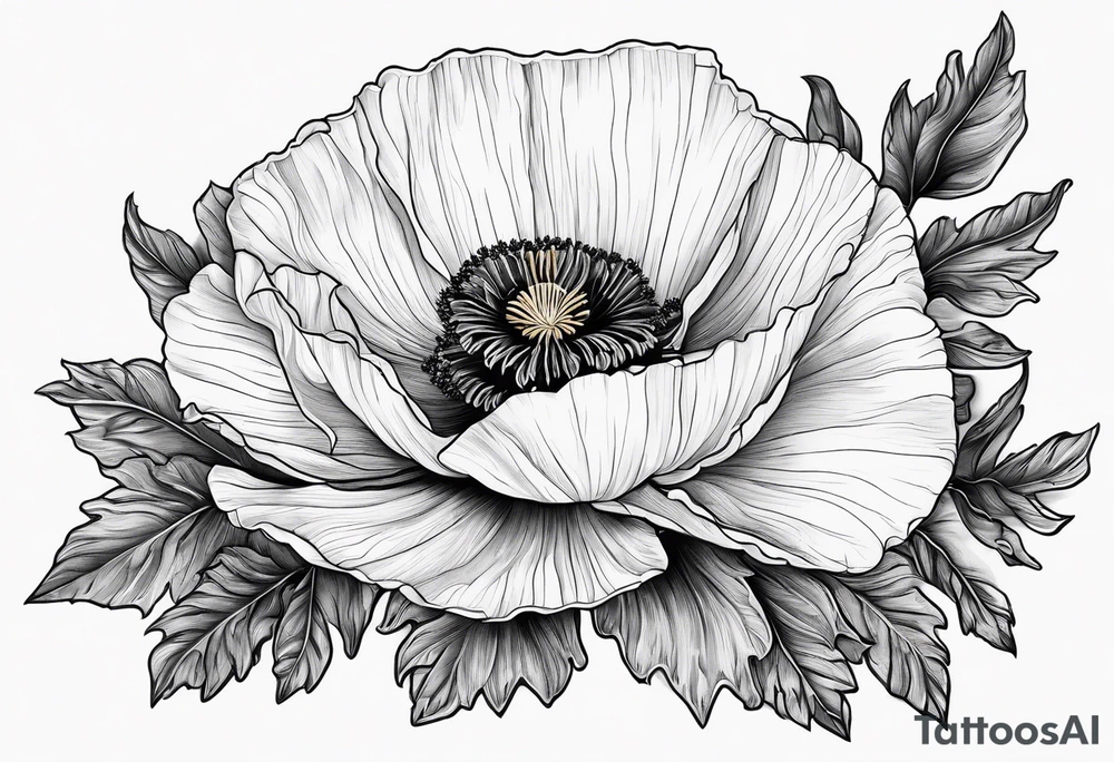 Poppy flower with colorado mountains and the ocean tattoo idea