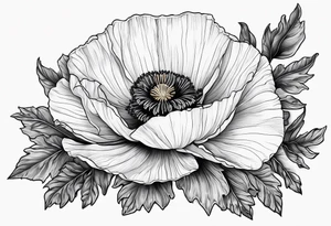 Poppy flower with colorado mountains and the ocean tattoo idea