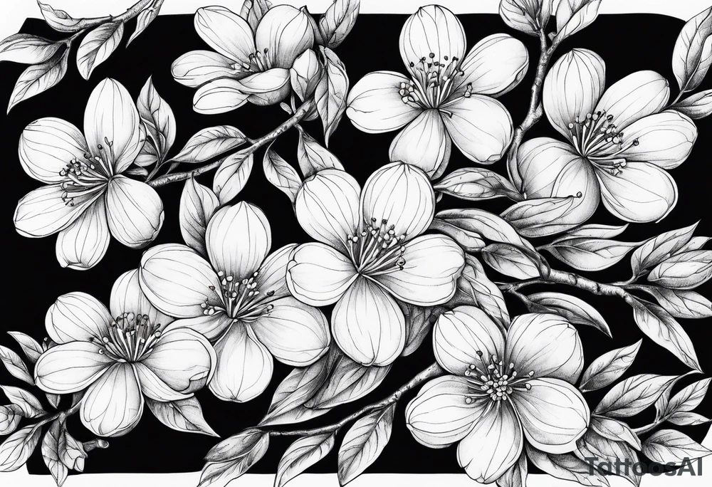 orang blossom branches with white
flowers tattoo idea