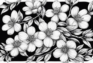 orang blossom branches with white
flowers tattoo idea