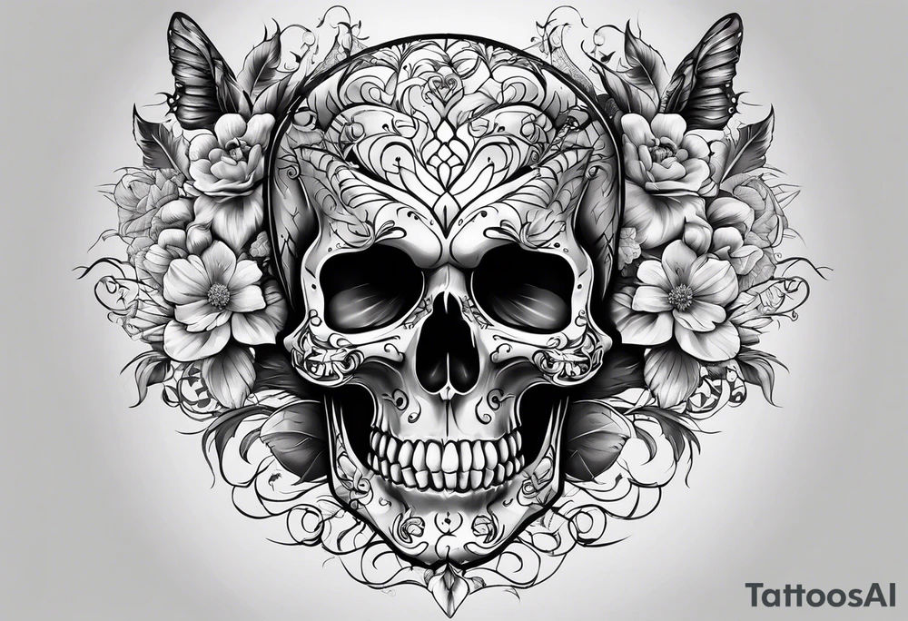 Memento mori writen skull sleeve tattoo design tattoo idea