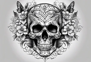 Memento mori writen skull sleeve tattoo design tattoo idea