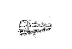 A modern train with carriages in the shape of a heart tattoo idea