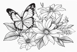 Butterflies with lilys, asters and morning glories tattoo idea