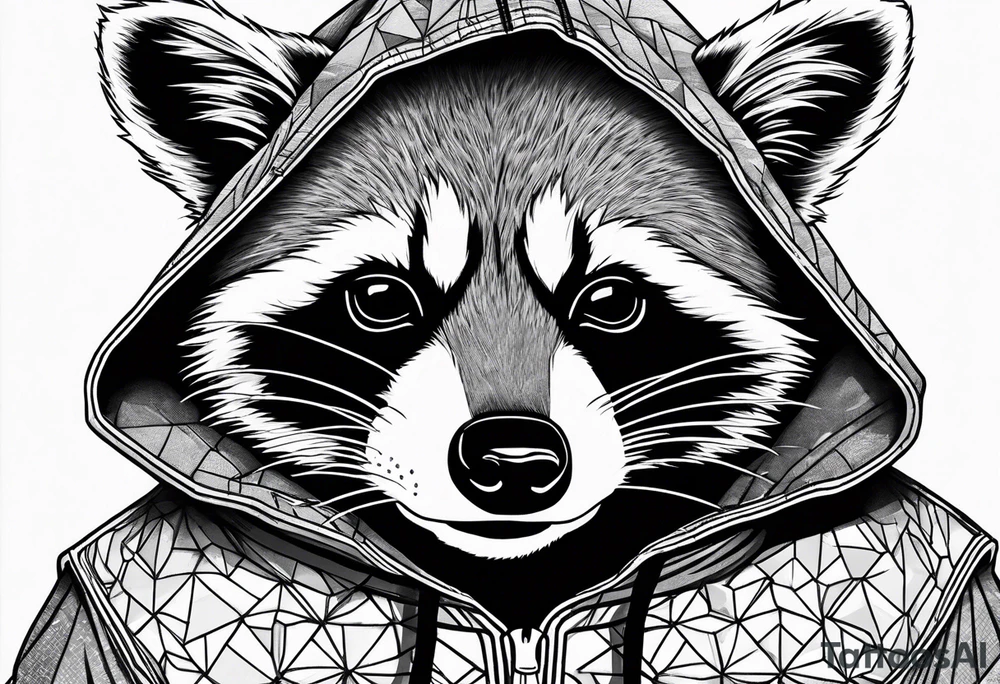raccoon wearing a Superman hoodie tattoo idea