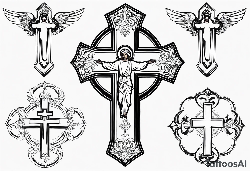 orthodox  CROS WITH ANGEL tattoo idea