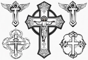 orthodox  CROS WITH ANGEL tattoo idea