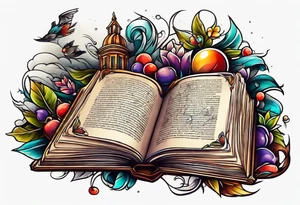 pile of books tattoo idea