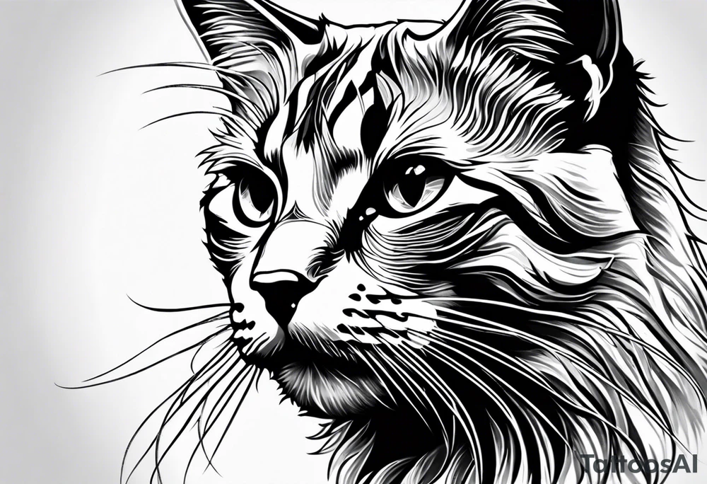 cute cat sketches without shading tattoo idea