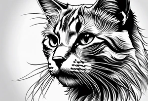 cute cat sketches without shading tattoo idea