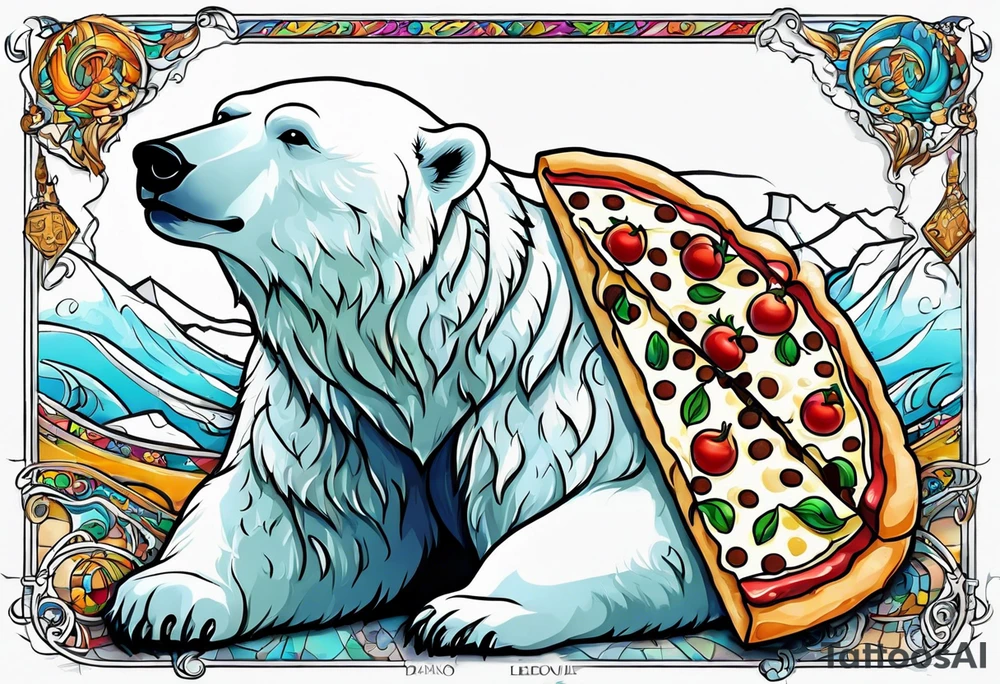 polar bear music pizza tattoo idea