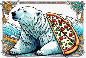 polar bear music pizza tattoo idea