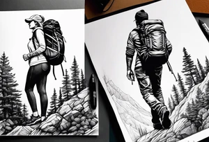 Forearm tattoo of couple hiking tattoo idea