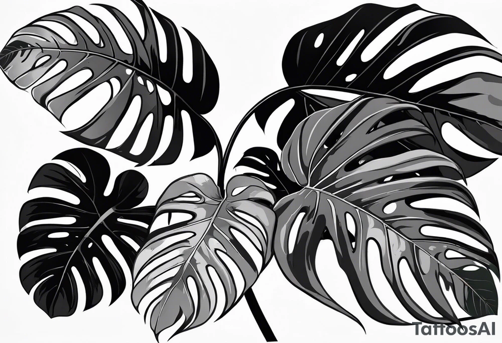 Grey Monsteras tattoo idea