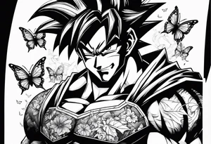 Goku and Batman with butterflies tattoo idea