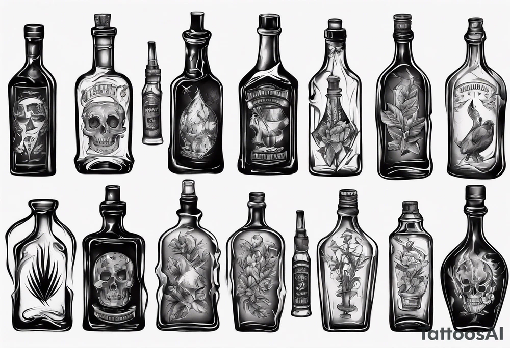 Old alcohol bottles tattoo idea