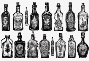 Old alcohol bottles tattoo idea