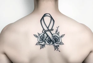 Cancer ribbon that says fuck cancer pretty with roses tattoo idea