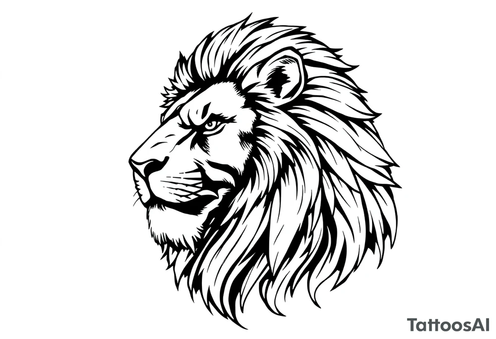 powerful majestic lion, close-up tattoo idea