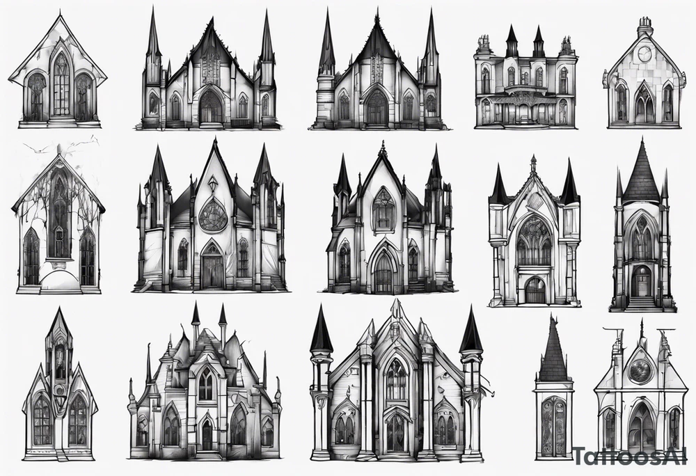 Gothic building tattoo idea