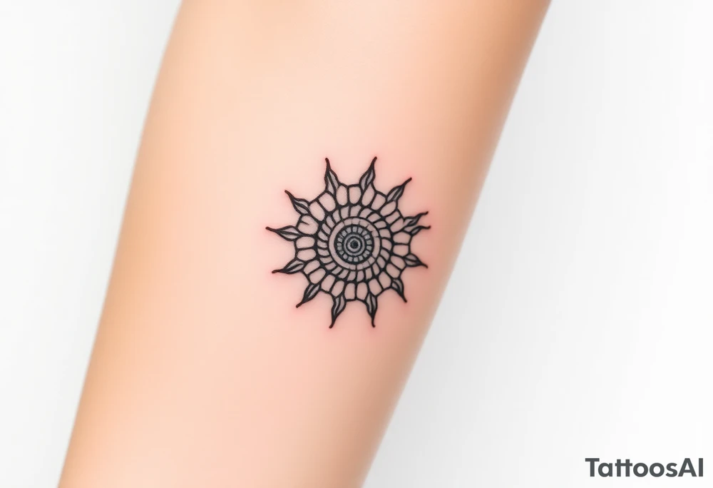 Fibonacci spiral shell sun tattoo idea