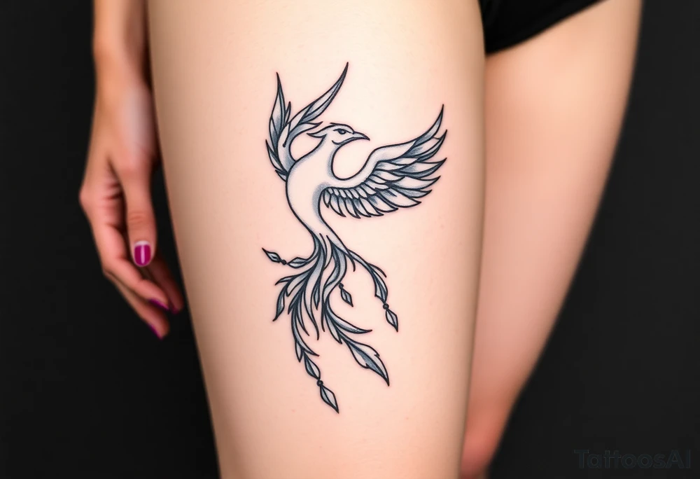 magnificent phoenix rising from golden flames with trailing embers tattoo idea