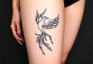 magnificent phoenix rising from golden flames with trailing embers tattoo idea