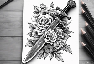 Sword with flowers wrapped around it tattoo idea