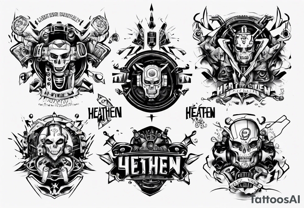 heathen robotic wording tattoo idea