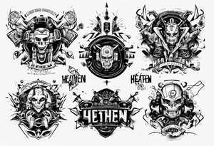 heathen robotic wording tattoo idea