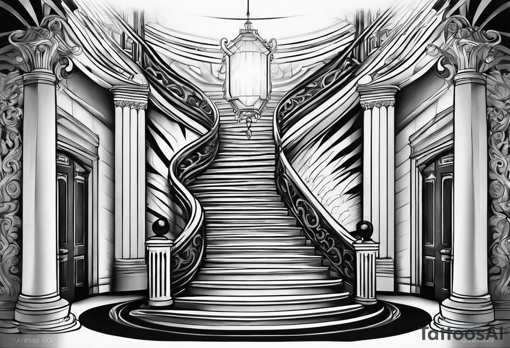 Winding staircase one step at a time tattoo idea