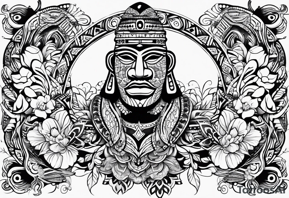 Tribal with only flowers and patterns tattoo idea