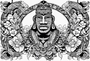 Tribal with only flowers and patterns tattoo idea